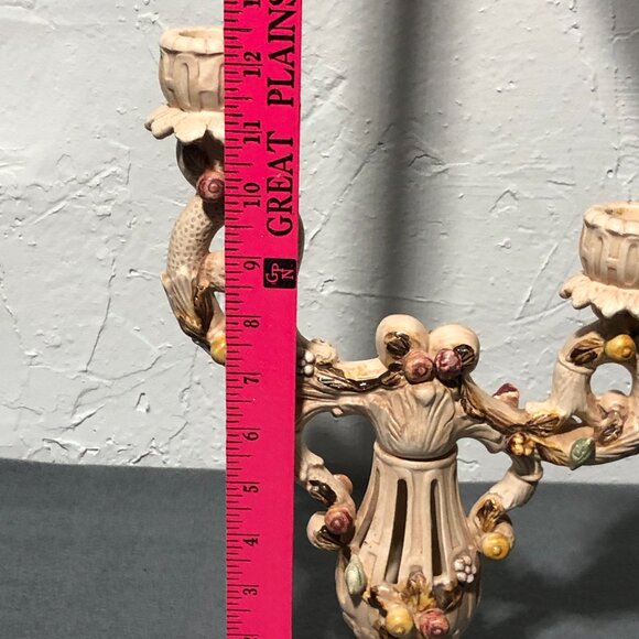 VTG Lenwile Ardalt Art Ware Japan numbered duo candlestick Passion Flower Fruit - Picture 12 of 12